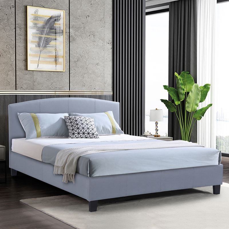 Κρεβάτι Διπλό για Στρώμα 150x200cm, Ύφασμα Γκρι 1