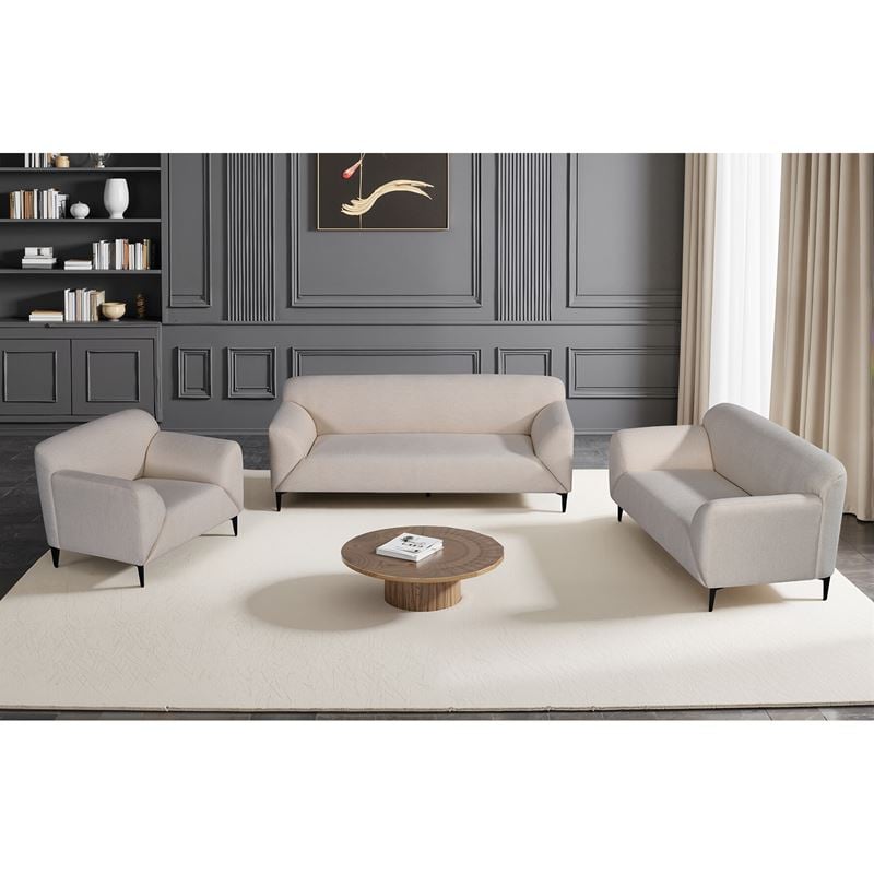 Set Σαλόνι-Καθιστικό Πολυθρόνα-2Θέσιος-3Θέσιος, Ύφασμα Μπεζ 1