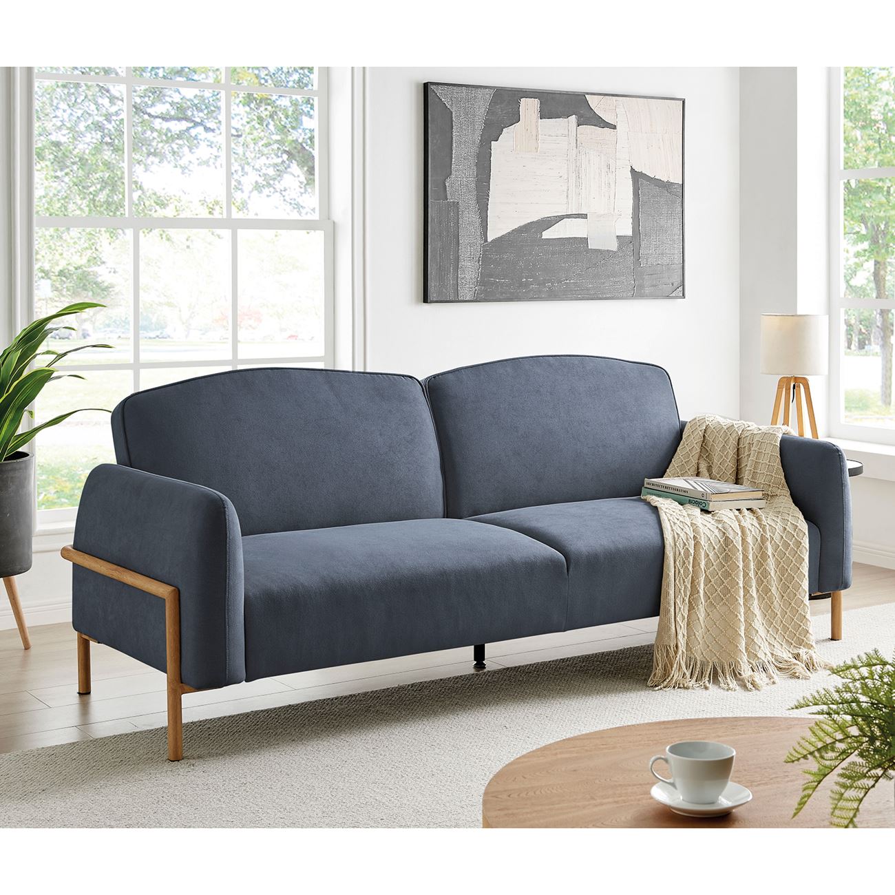 Καναπές - Κρεβάτι Σαλονιού - Καθιστικού, Ύφασμα Σκούρο Γκρι 5