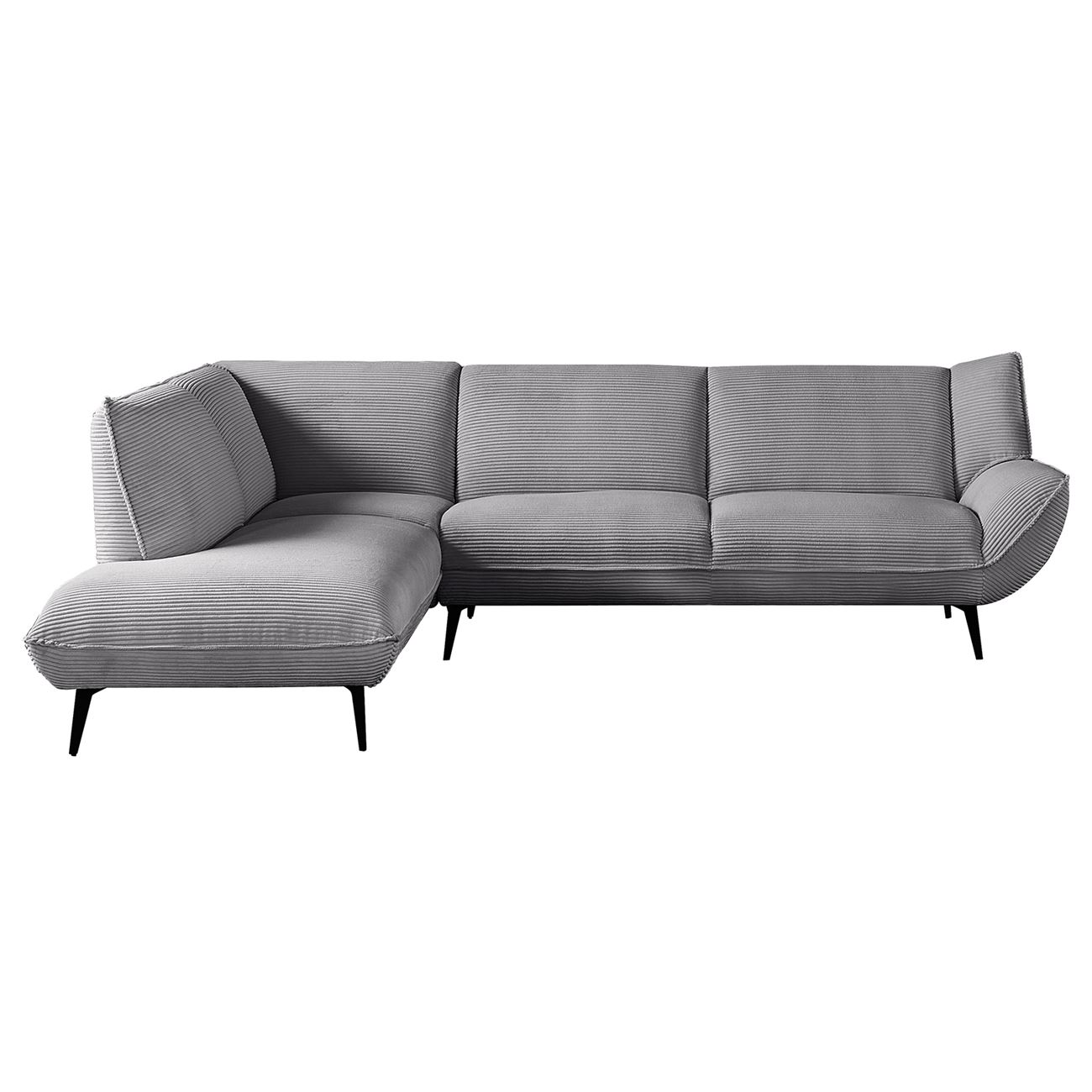 Καναπές Σαλονιού Δεξιά Γωνία, Ύφασμα Κοτλέ Γκρι 2