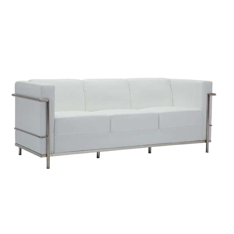 Καναπές Σαλονιού Καθιστικού 3Θέσιος - Inox Pu Άσπρο 1