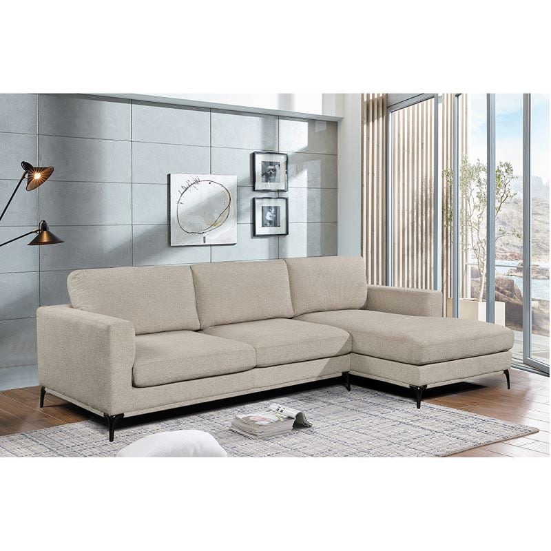 Καναπές Σαλονιού - Καθιστικού, Γωνία Αναστρέψιμος Ύφασμα Μπεζ 1