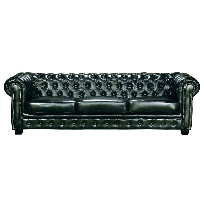 CHESTERFIELD  Καναπές 4Θέσιος Σαλονιού Καθιστικού, Δέρμα AntiqueGreen 1
