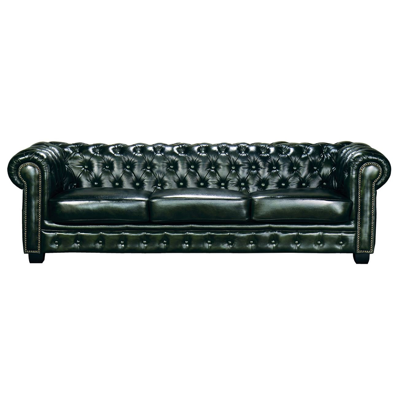 CHESTERFIELD  Καναπές 4Θέσιος Σαλονιού Καθιστικού, Δέρμα AntiqueGreen 2