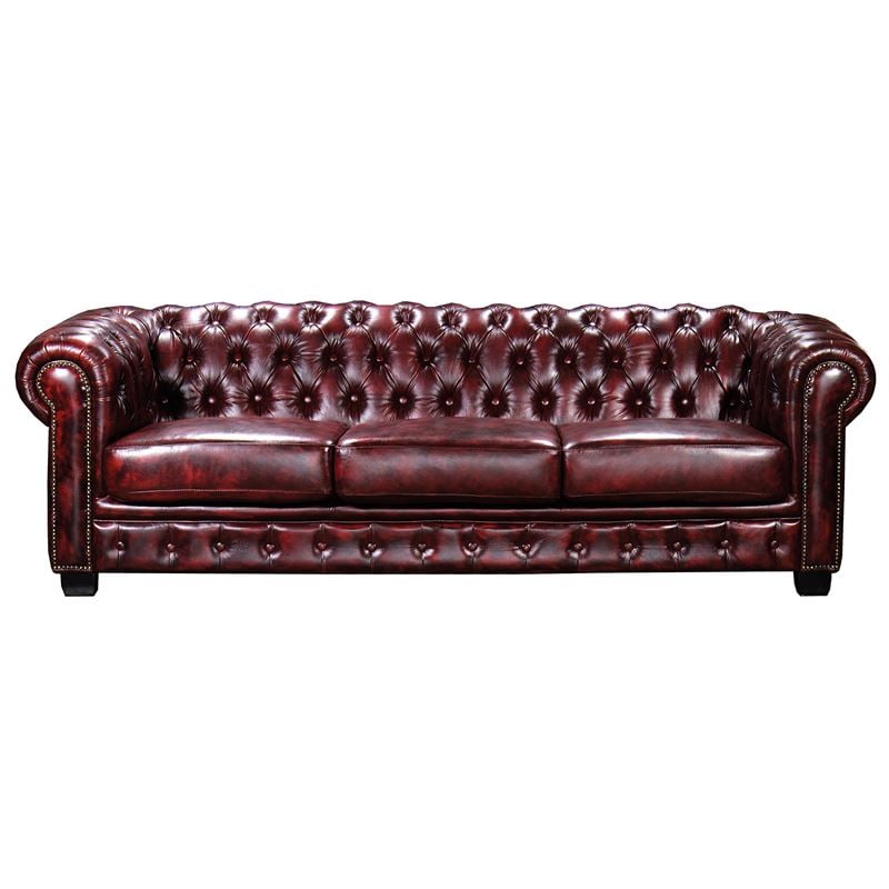 CHESTERFIELD 689 Καναπές 4Θέσιος Σαλονιού Καθιστικού, Δέρμα Απόχρωση Antique Red 1