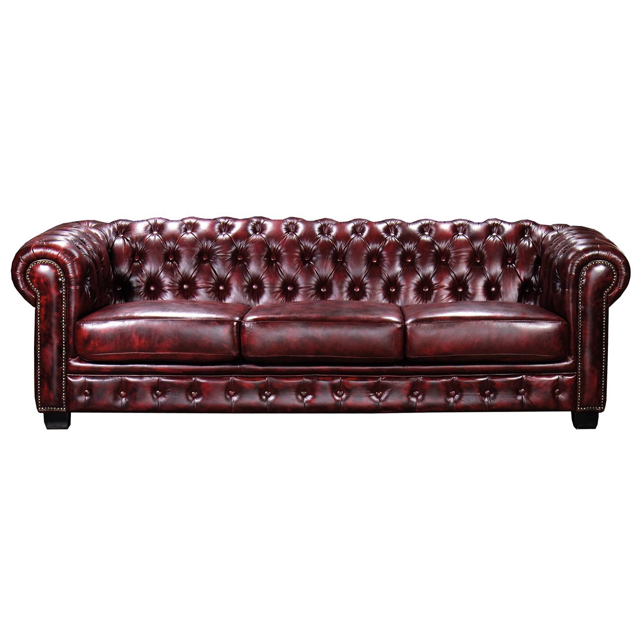 CHESTERFIELD 689 Καναπές 4Θέσιος Σαλονιού Καθιστικού, Δέρμα Απόχρωση Antique Red 2