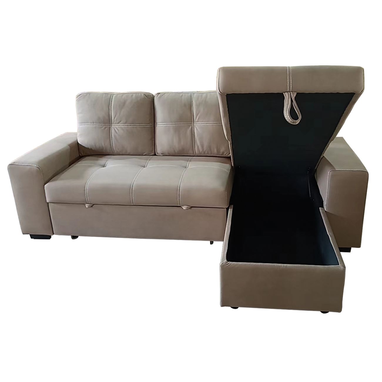 Καναπές Κρεβάτι Γωνία Αναστρέψιμη με Αποθηκευτικό Χώρο, Cappuccino 3