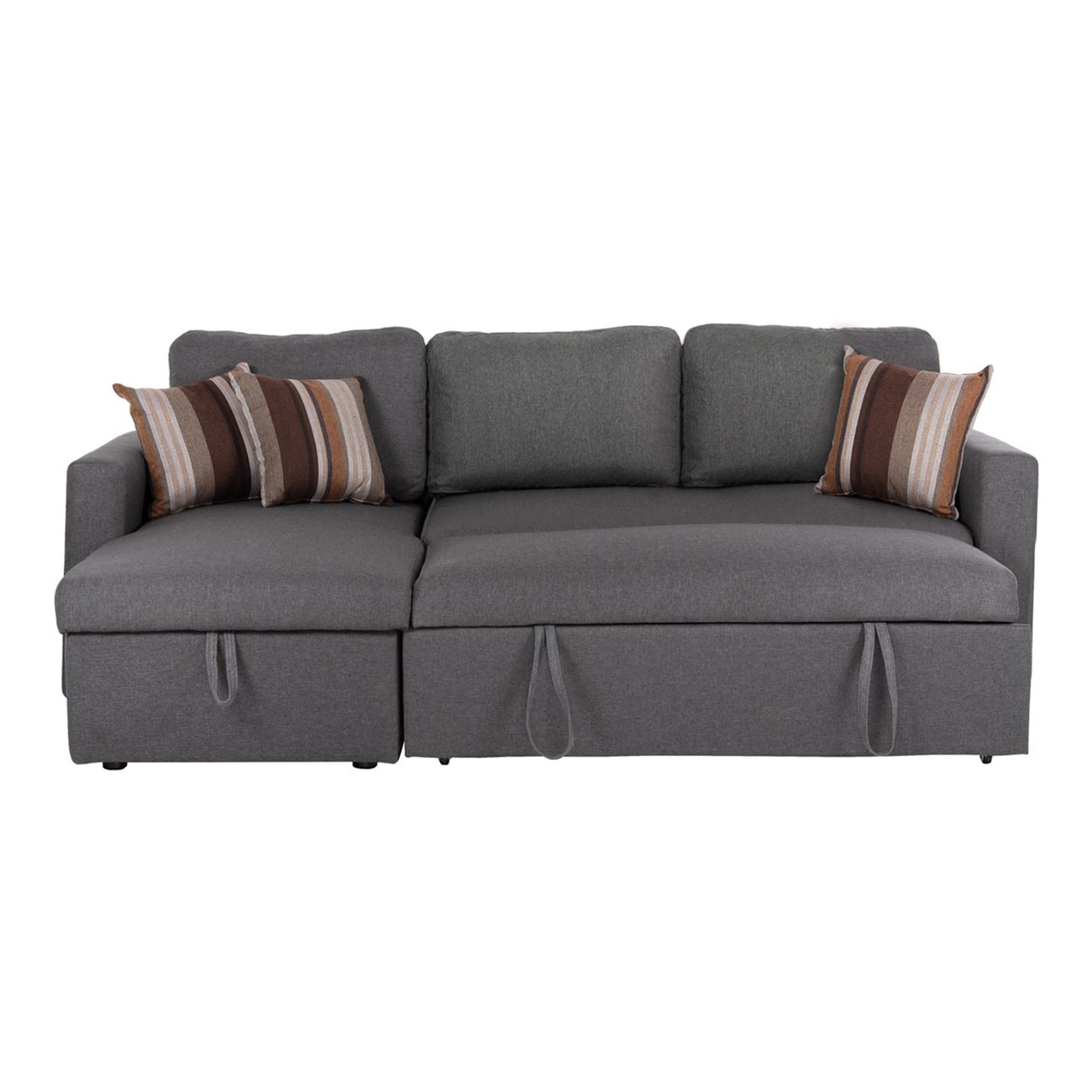 Καναπές - Κρεβάτι Γωνία Αναστρέψιμη με Χώρο Αποθήκευσης, Ύφασμα Γκρι 3