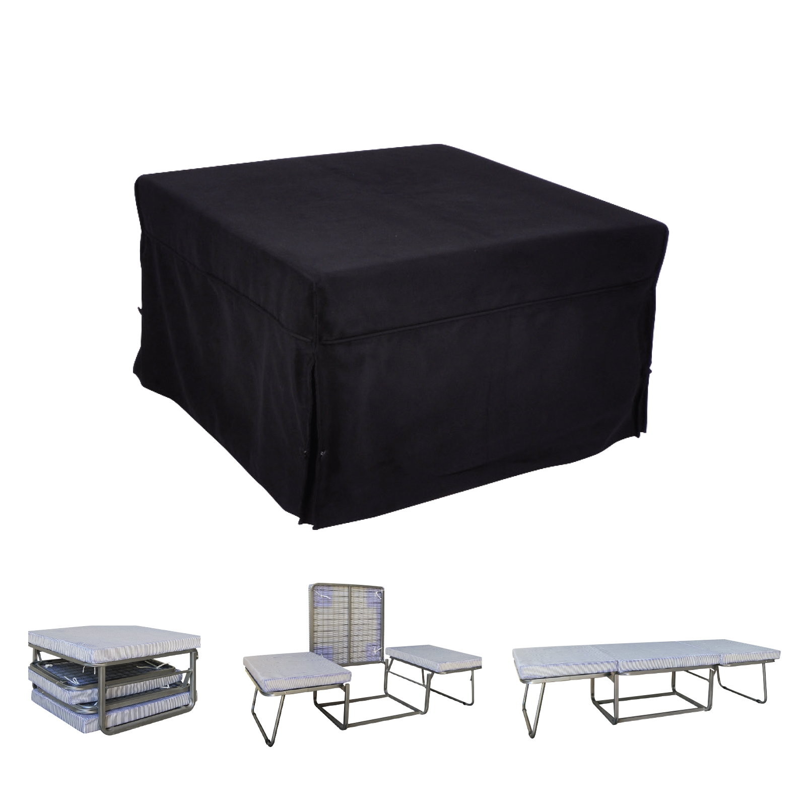 Σκαμπό / Κρεβάτι Σαλονιού - Καθιστικού Στρώμα 7cm / Ύφασμα Μαύρο 2