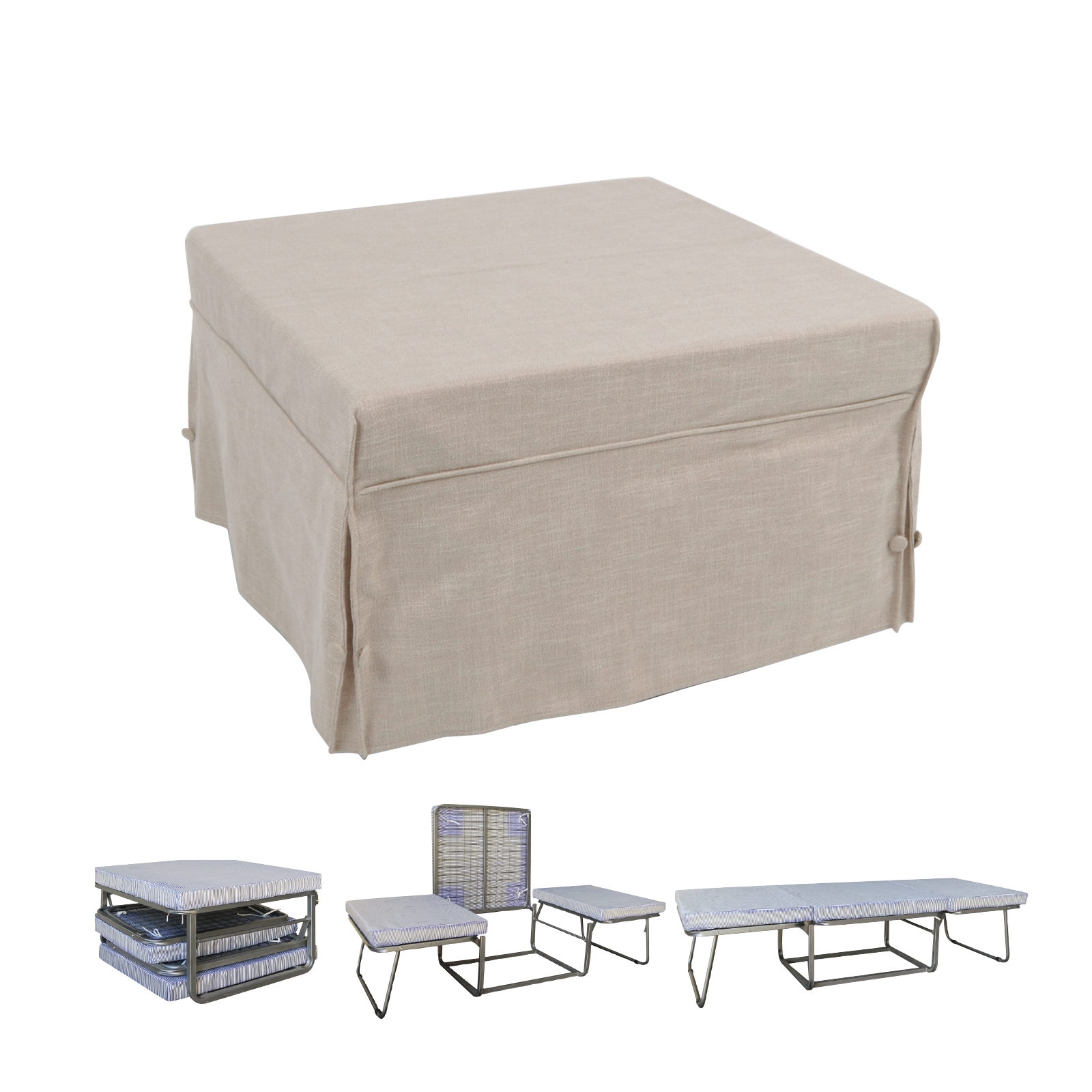 Σκαμπό / Κρεβάτι Σαλονιού - Καθιστικού Στρώμα 7cm / Ύφασμα Εκρού 2