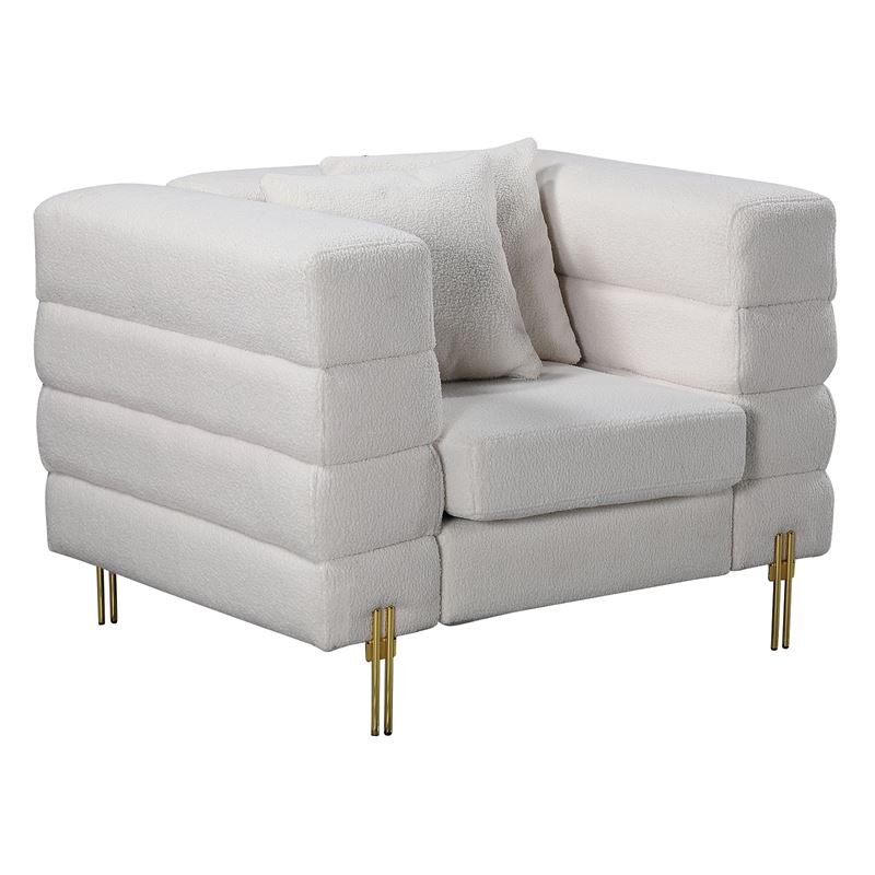 Πολυθρόνα Σαλονιού - Καθιστικού, Ύφασμα Άσπρο Teddy (Borg) 1