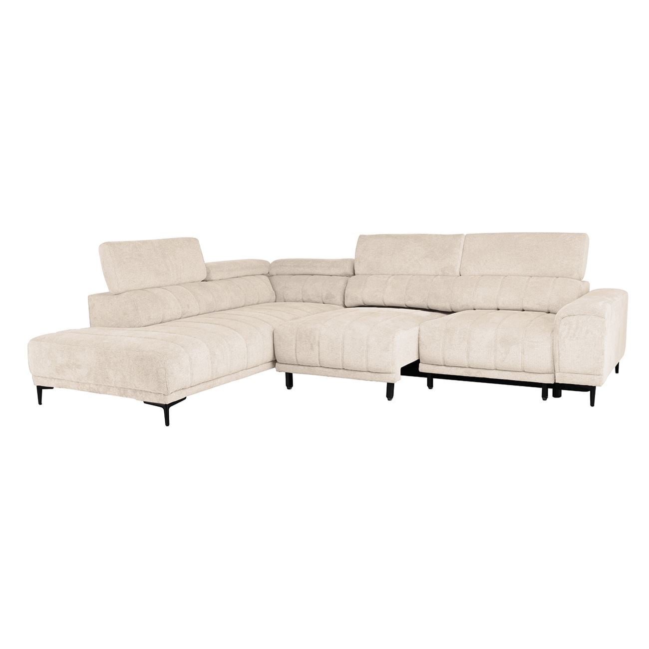 Καναπές Δεξιά Γωνία Ηλεκτρικά Συρόμενα Καθίσματα, Ύφασμα Water Repellent Μπεζ 3