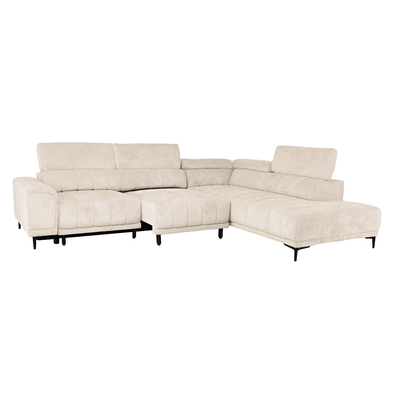 Καναπές Αριστερή Γωνία Ηλεκτρικά Συρόμενα Καθίσματα, Ύφασμα Water Repellent Μπεζ 3