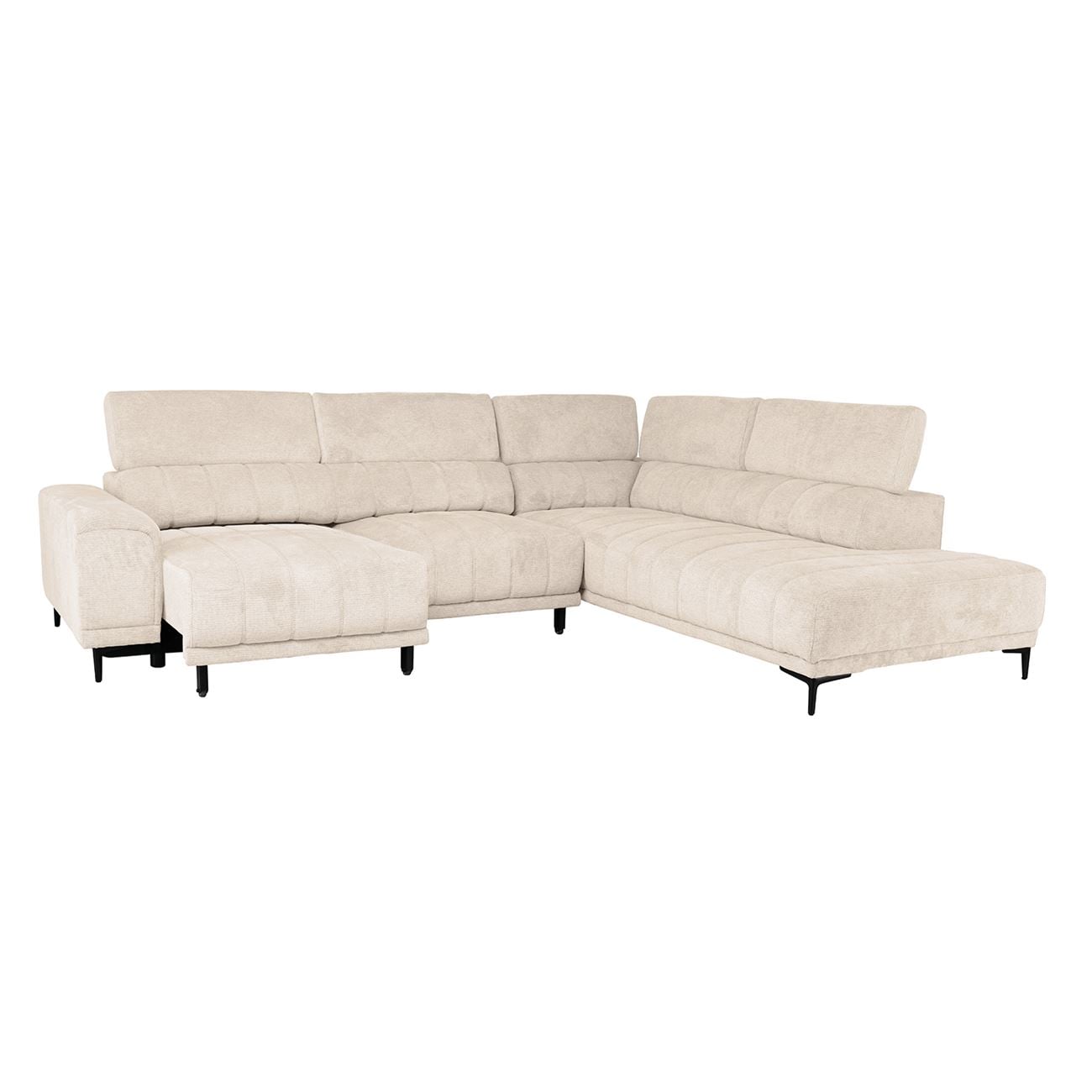 Καναπές Αριστερή Γωνία Ηλεκτρικά Συρόμενα Καθίσματα, Ύφασμα Water Repellent Μπεζ 4