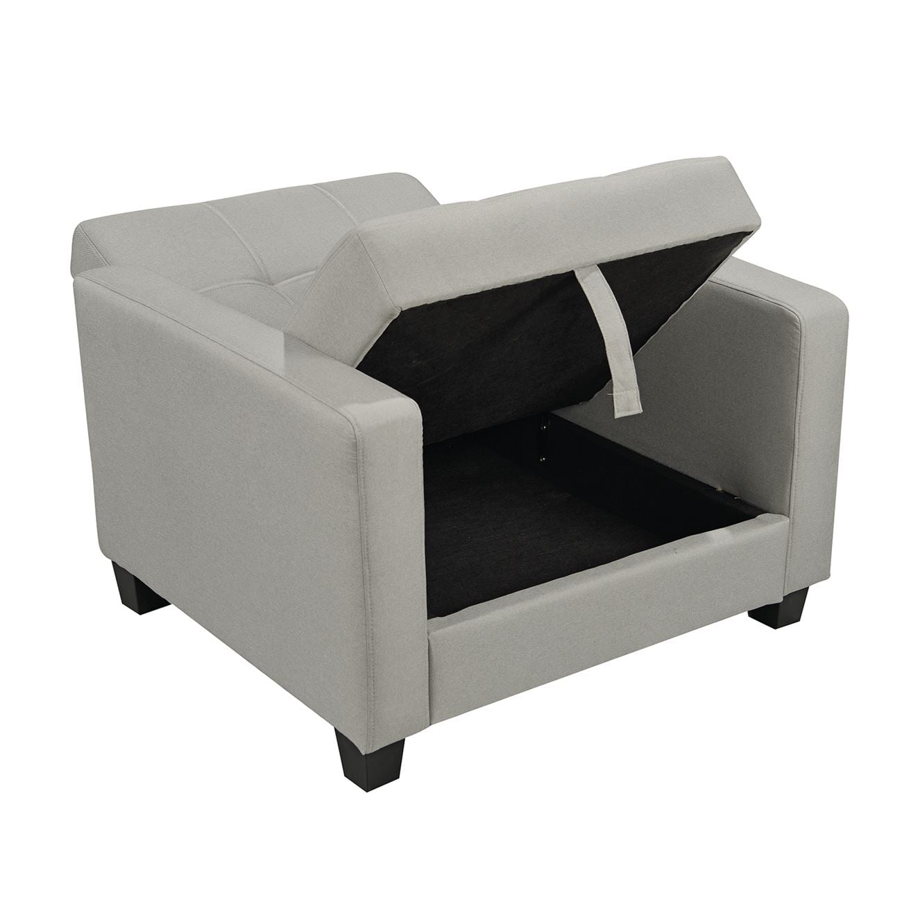 Πολυθρόνα - Κρεβάτι με Αποθηκευτικό Χώρο, Ύφασμα Ανοιχτό Γκρι 3
