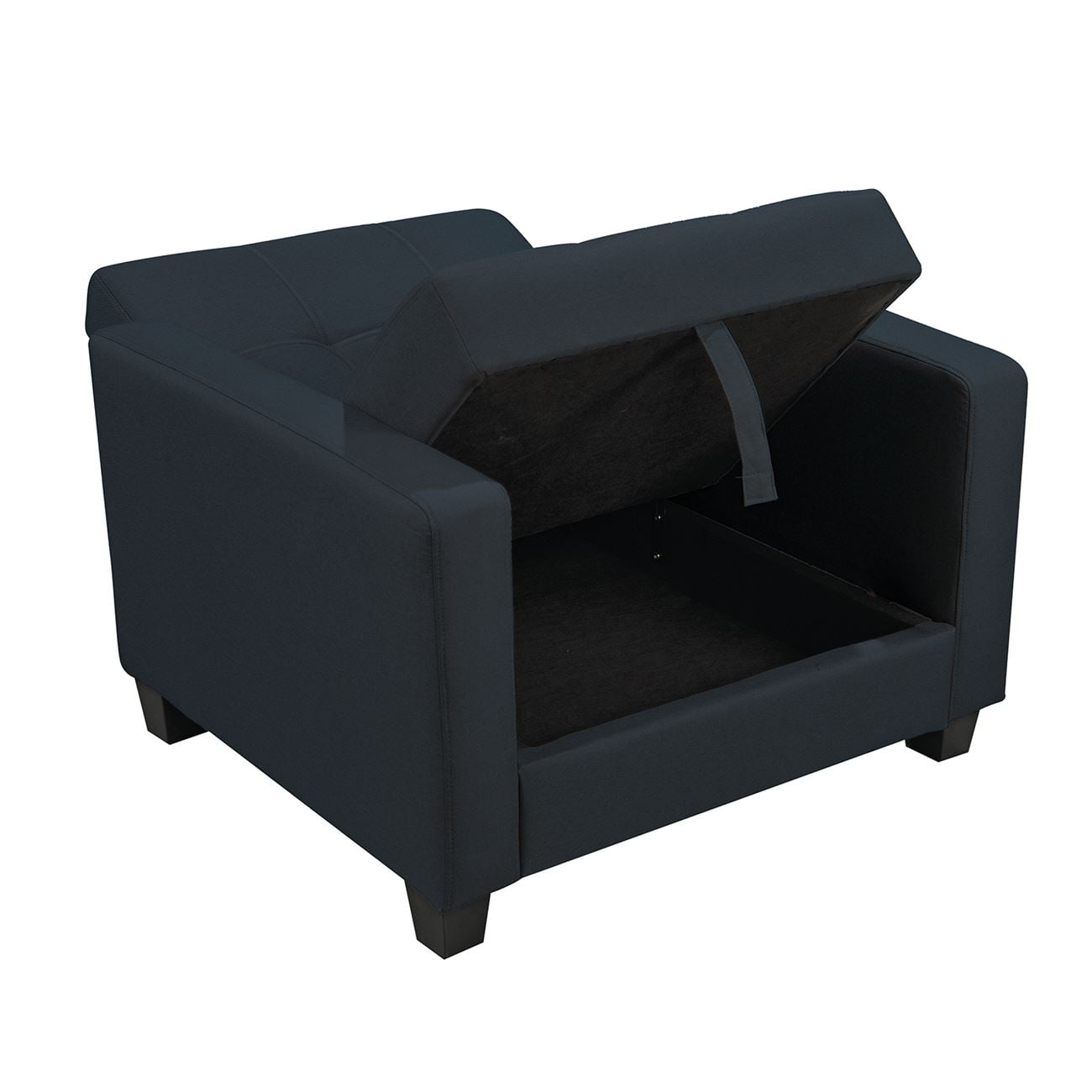 Πολυθρόνα - Κρεβάτι με Αποθηκευτικό Χώρο, Ύφασμα Μαύρο 3
