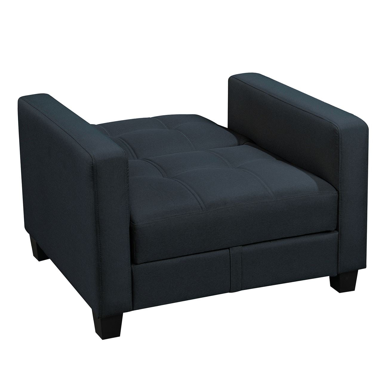 Πολυθρόνα - Κρεβάτι με Αποθηκευτικό Χώρο, Ύφασμα Μαύρο 4