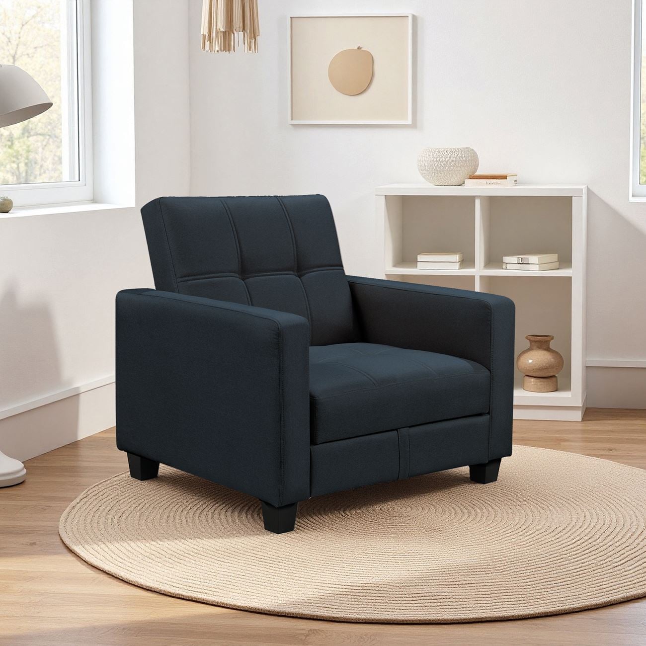 Πολυθρόνα - Κρεβάτι με Αποθηκευτικό Χώρο, Ύφασμα Μαύρο 5