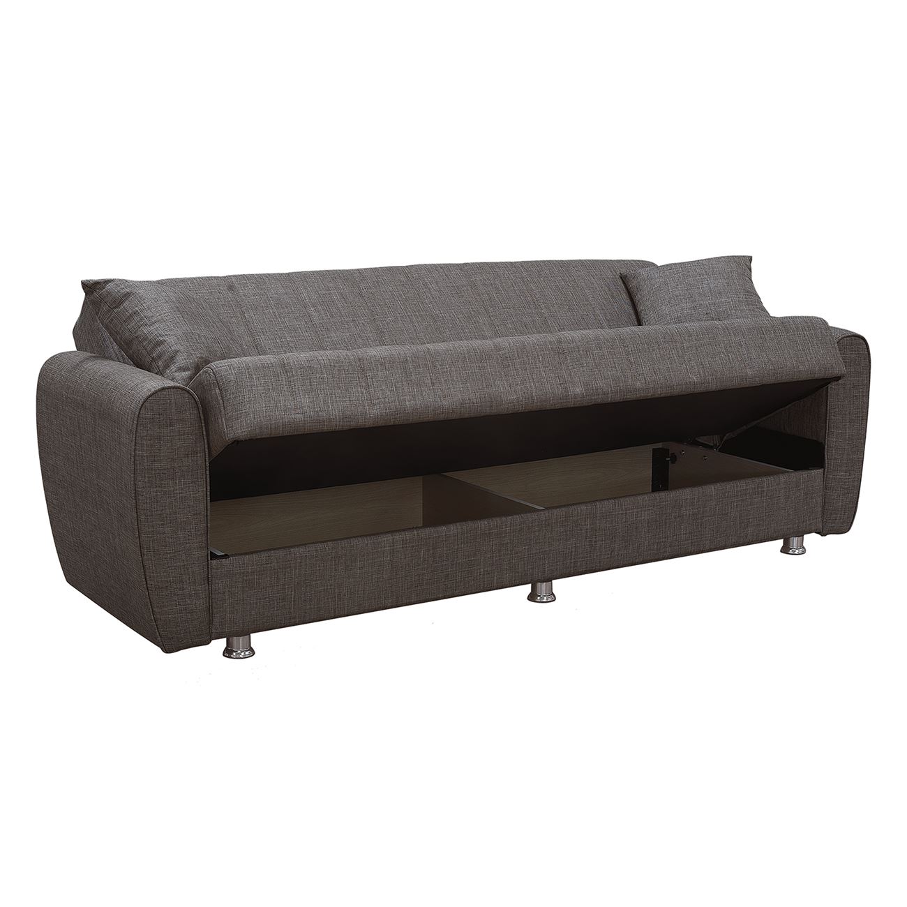 Καναπές - Κρεβάτι Σαλονιού - Καθιστικού, 3Θέσιος Ύφασμα Καφέ - αποθ/κός χώρος 4