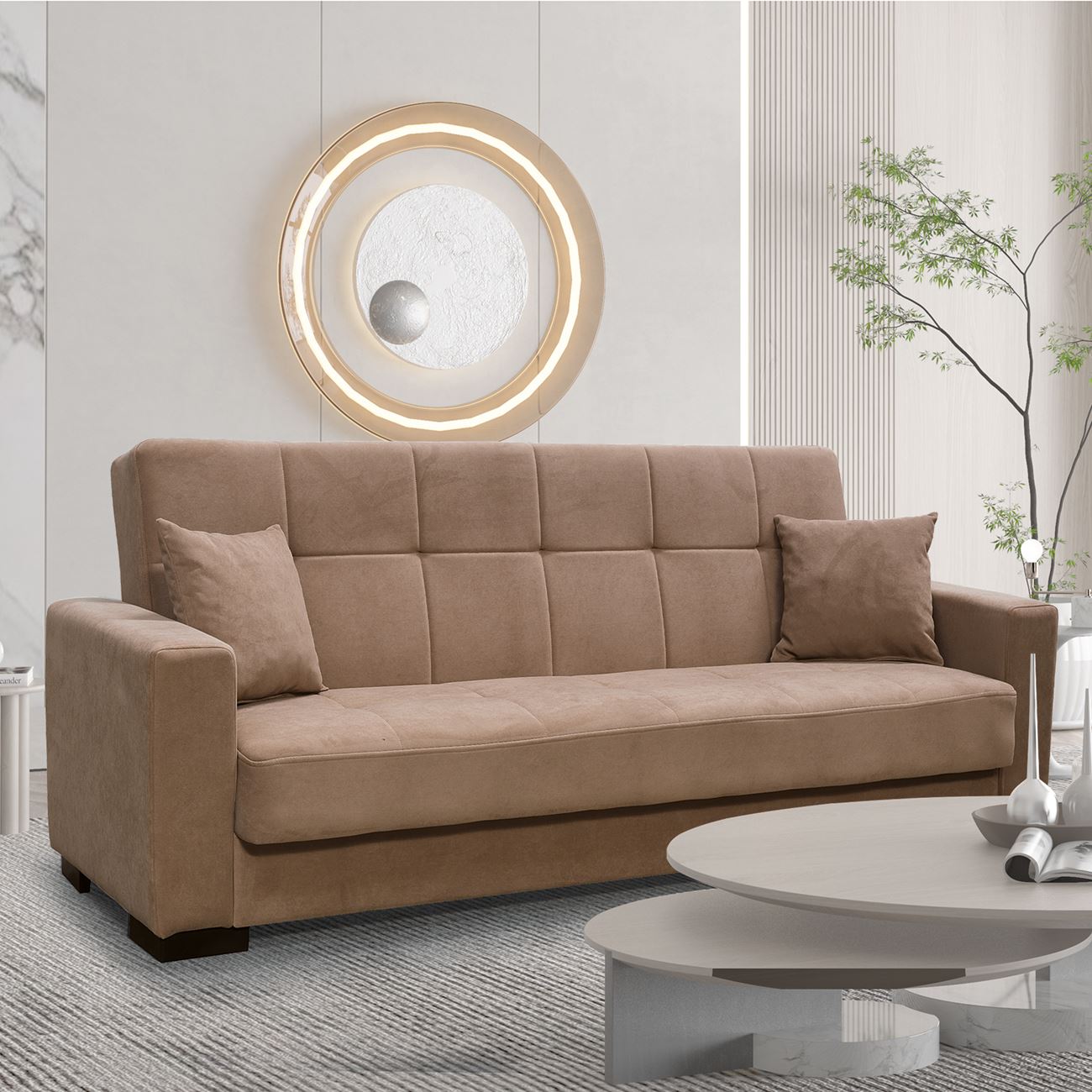 Καναπές – Κρεβάτι με Αποθηκευτικό Χώρο, 3Θέσιος Ύφασμα Καφέ 6