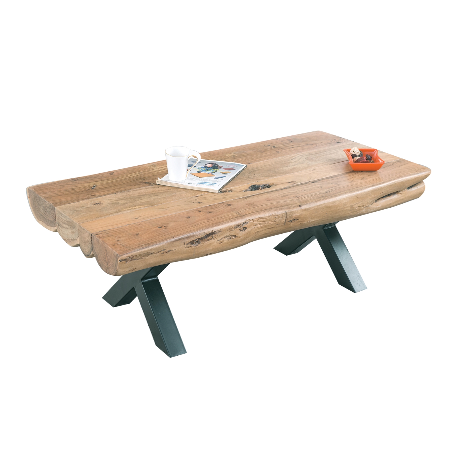 Τραπεζάκι Σαλονιού - Καθιστικού / Μέταλλο Μαύρο - Ξύλο Ακακία Φυσικό 2