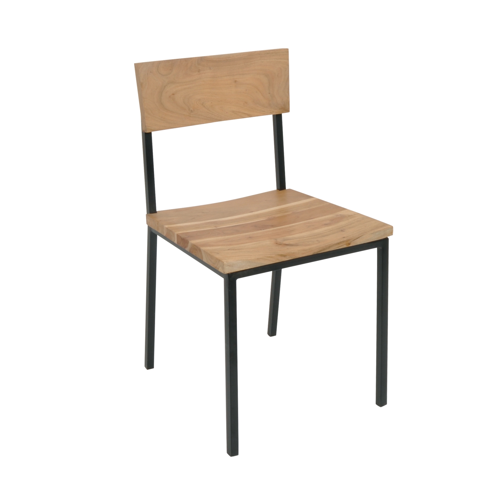 Καρέκλα Tραπεζαρίας Μέταλλο Βαφή Μαύρο / Ξύλο Ακακία Φυσικό 2