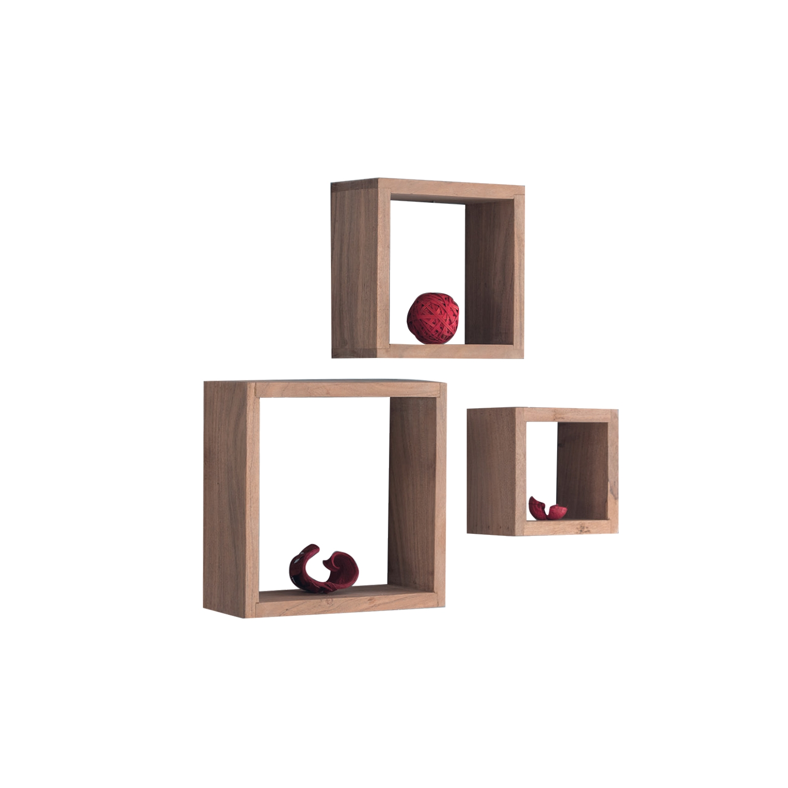 Set - 3 Ράφια / Ξύλο Ακακία Φυσικό 2