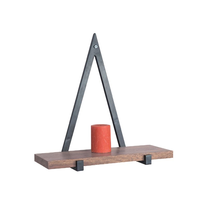 Ράφι Τοίχου / Μέταλλο Μαύρο - Ξύλο Ακακία Φυσικό 1