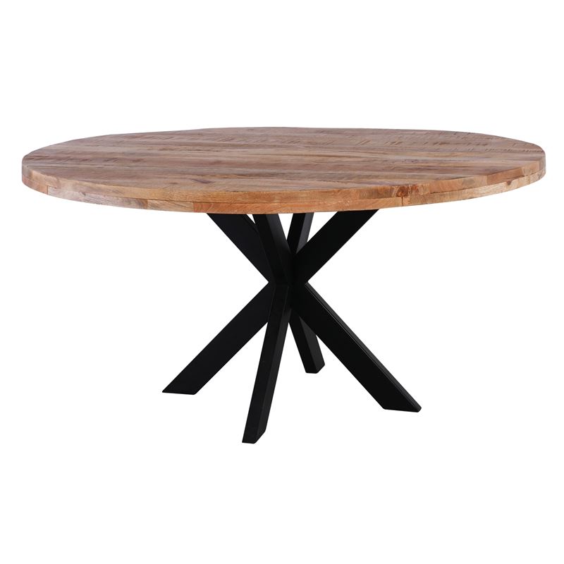 Τραπέζι Τραπεζαρίας, Μέταλλο Βαφή Μαύρο, Ξύλο Mango Απόχρωση Φυσικό 1