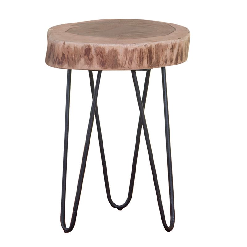 Τραπεζάκι Σαλονιού Καθιστικού Μέταλλο Βαφή Μαύρο - Ξύλο Ακακία Φυσικό 1