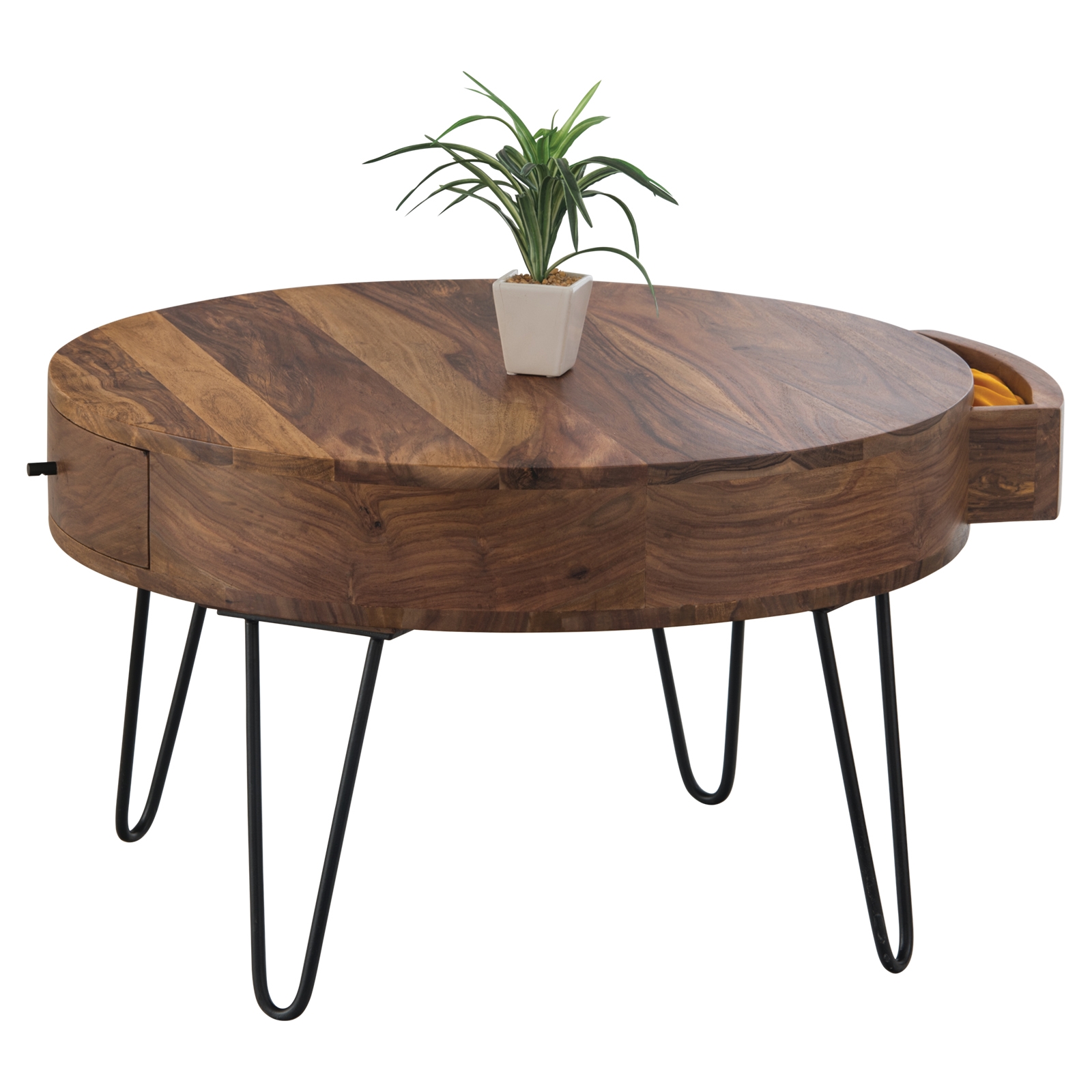 Τραπεζάκι Σαλονιού - Καθιστικού / Μέταλλο Μαύρο - Ξύλο Ακακία Φυσικό 2