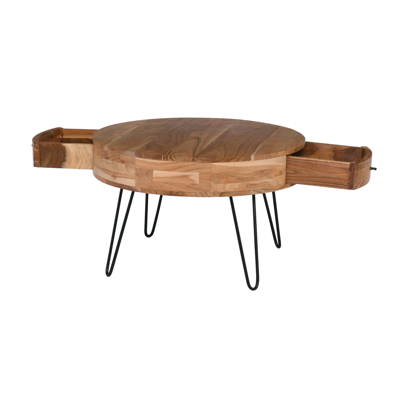Τραπεζάκι Σαλονιού - Καθιστικού / Μέταλλο Μαύρο - Ξύλο Ακακία Φυσικό 3