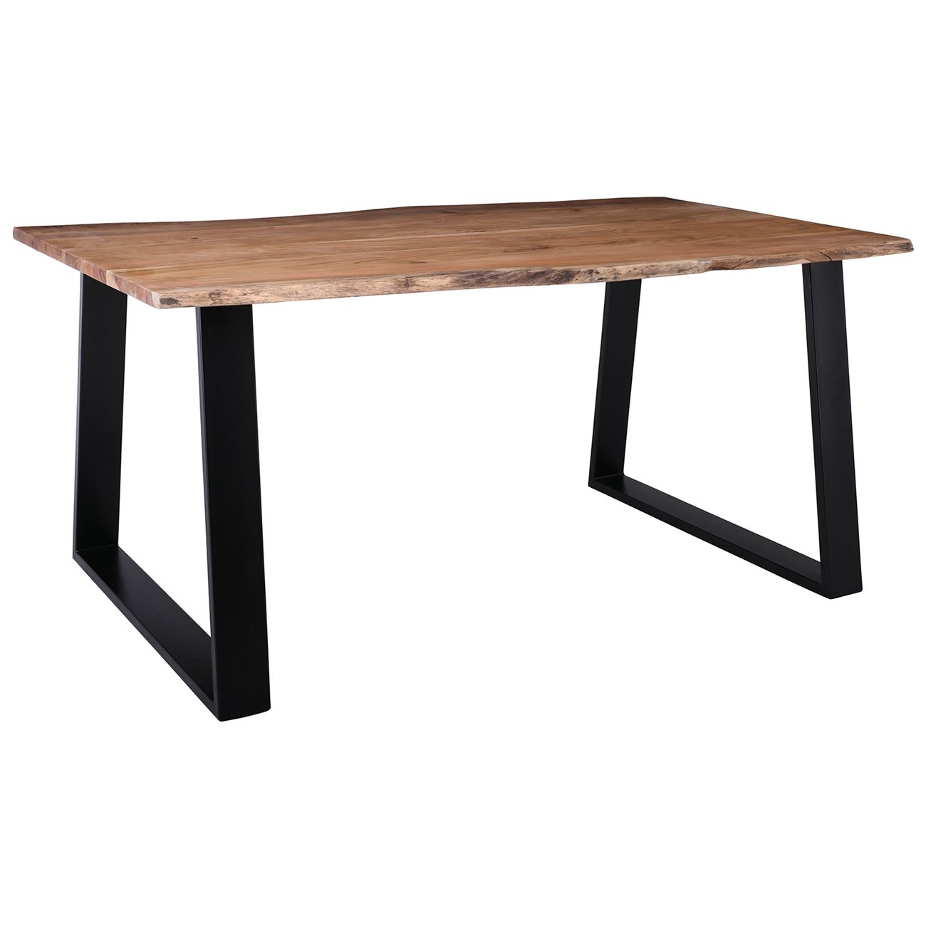 Slim Τραπέζι Τραπεζαρίας, Μέταλλο Βαφή Μαύρο, Ξύλο Ακακία Φυσικό 2