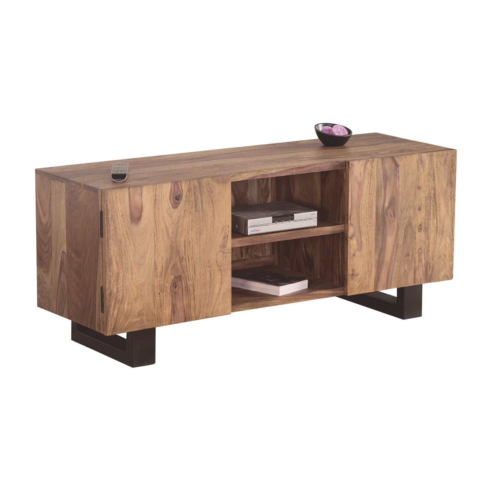 'Επιπλο TV / Μέταλλο Μαύρο - Ξύλο Ακακία Φυσικό 2