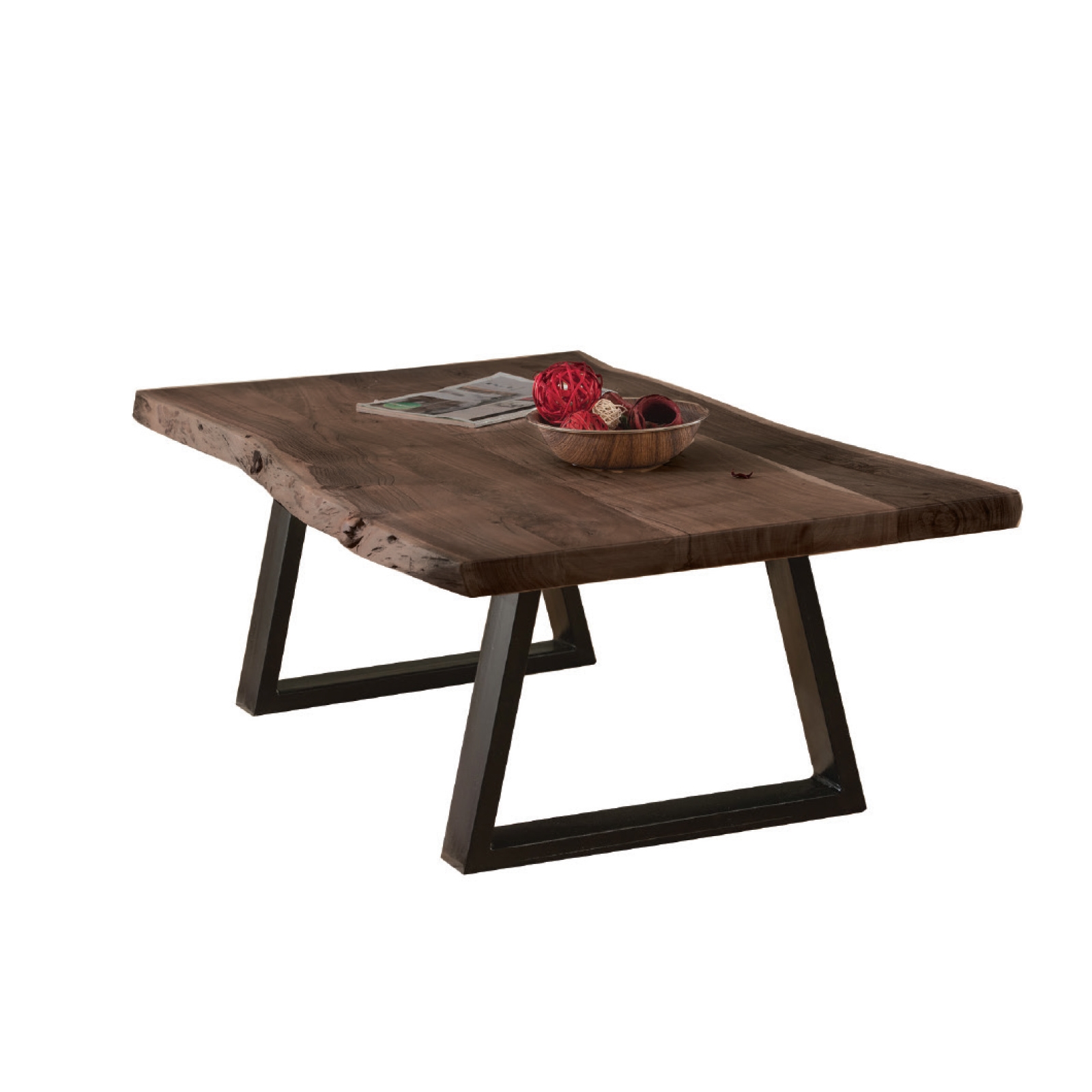 Τραπεζάκι Σαλονιού - Καθιστικού / Μέταλλο Μαύρο - Ξύλο Ακακία Καρυδί 2