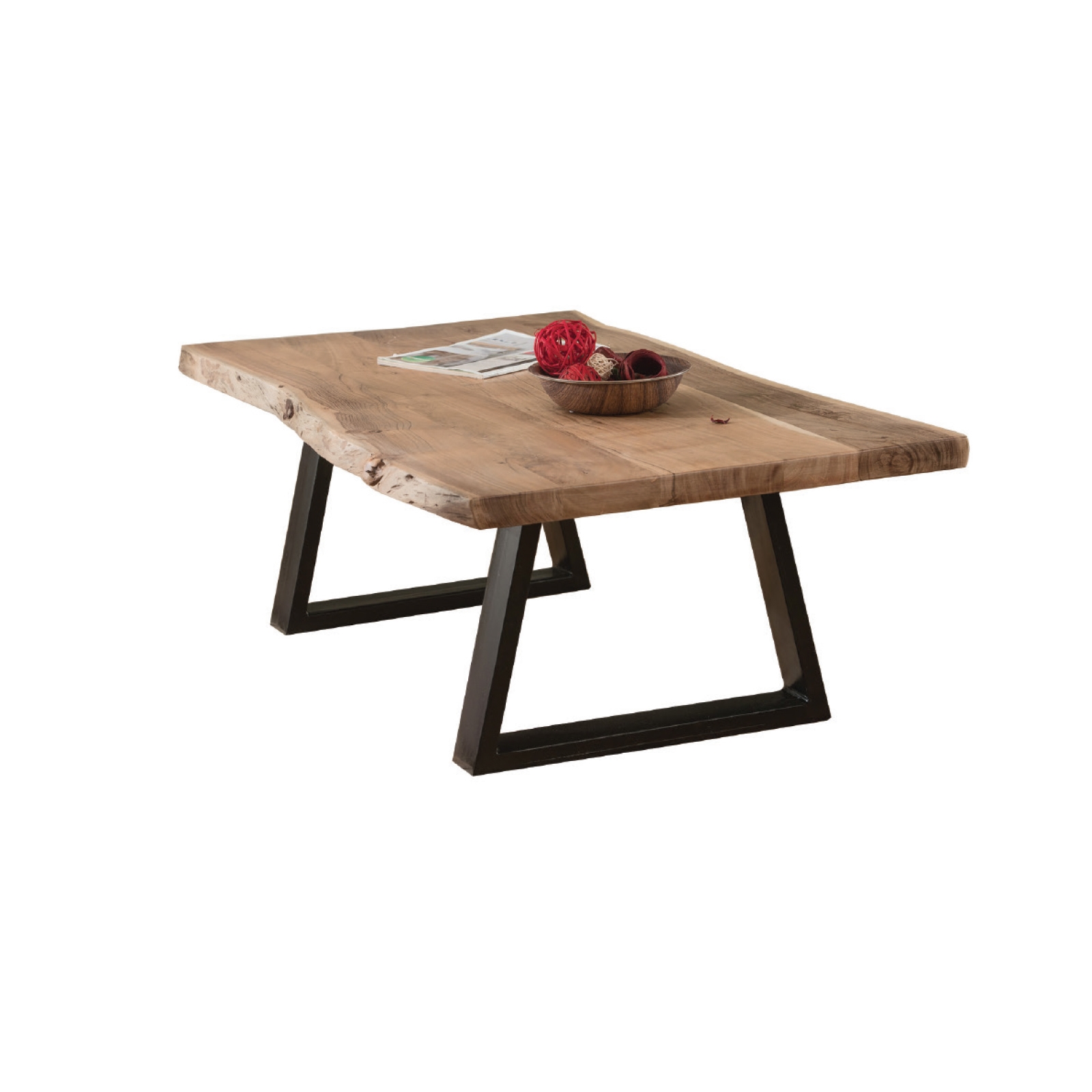 Τραπεζάκι Σαλονιού - Καθιστικού / Μέταλλο Μαύρο - Ξύλο Ακακία Φυσικό 2