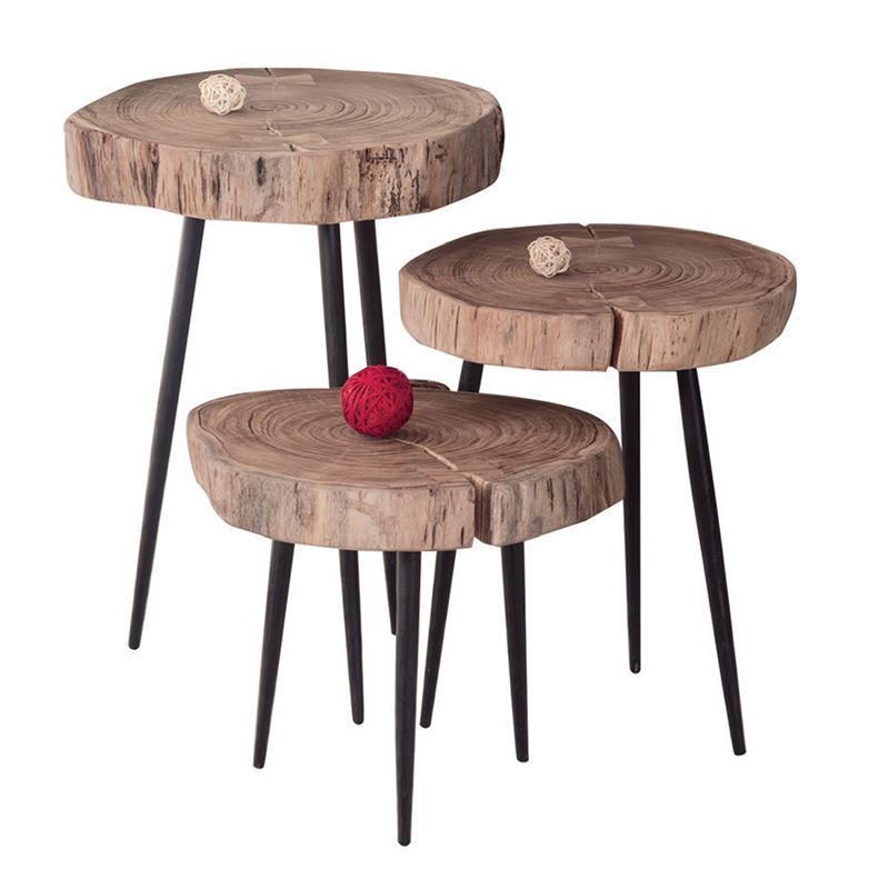 Τραπεζάκι Σαλονιού - Καθιστικού / Μέταλλο Μαύρο - Ξύλο Ακακία Φυσικό 1