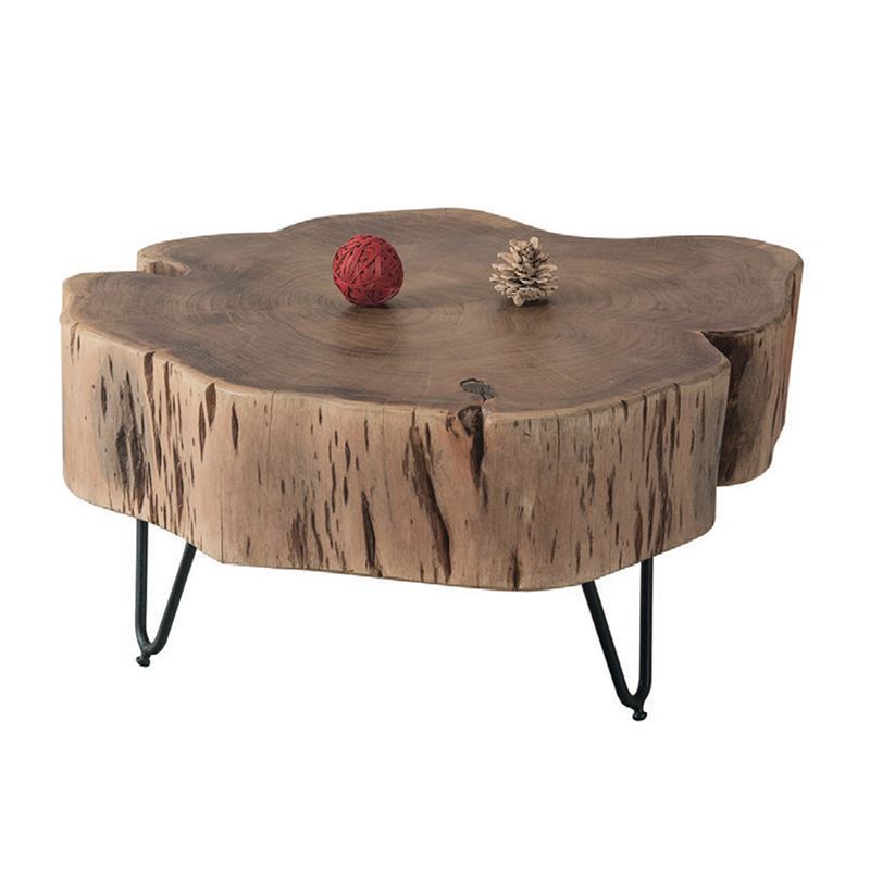 Τραπεζάκι Σαλονιού Καθιστικού - Μέταλλο Μαύρο Ξύλο Ακακία Φυσικό 1