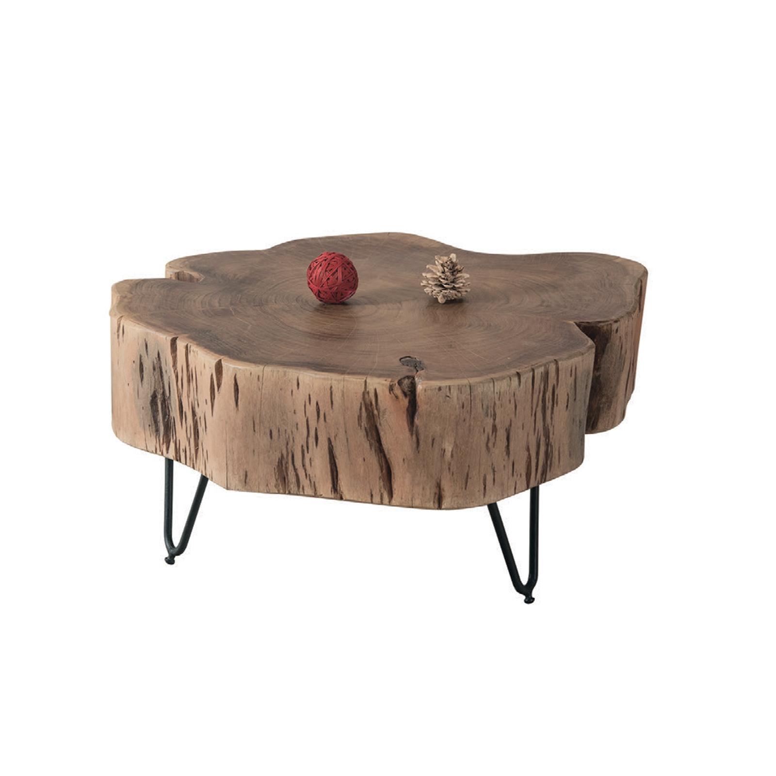 Τραπεζάκι Σαλονιού Καθιστικού - Μέταλλο Μαύρο Ξύλο Ακακία Φυσικό 2