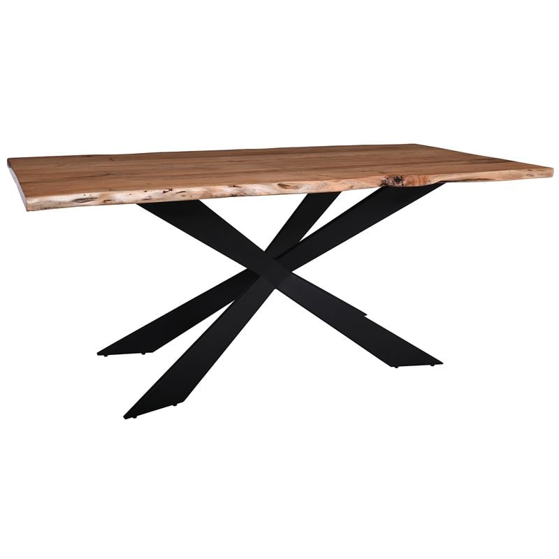 Τραπέζι Τραπεζαρίας Σαλονιού-Κουζίνας Μέταλλο Βαφή Μαύρο, Ξύλο Ακακία Φυσικό 1