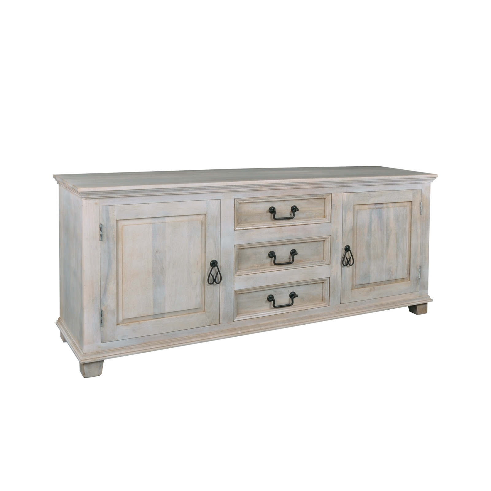 Μπουφές Σαλονιού 3 Συρτάρια - 2 Ντουλάπια / Ξύλο Mango Antique Άσπρο 2