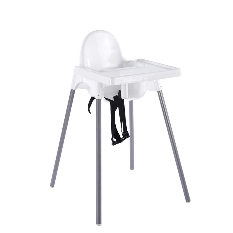 Καρεκλάκι Φαγητού με δίσκο, Κάθισμα PP Άσπρο, Μεταλλικά πόδια Απόχρωση Γκρι 1