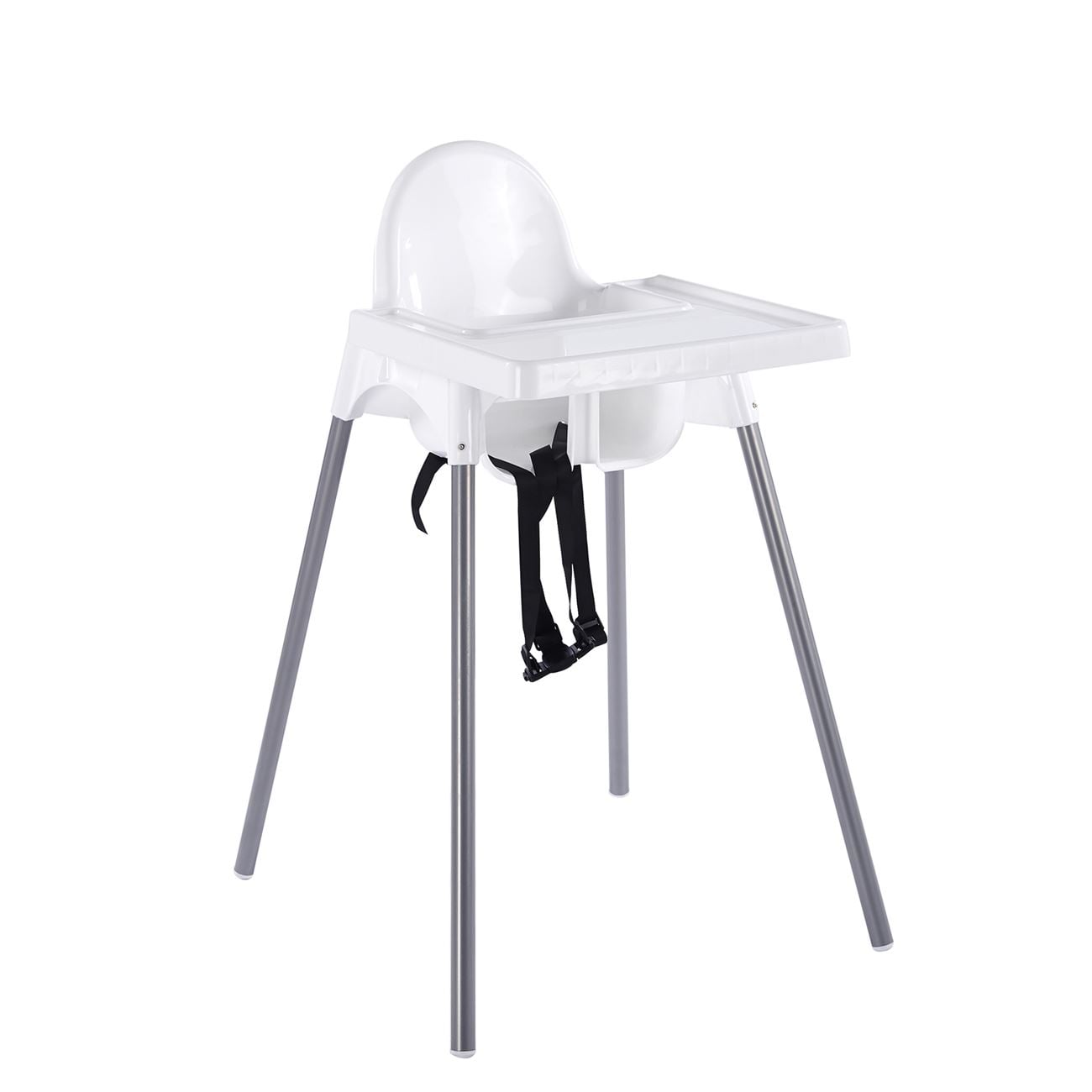 Καρεκλάκι Φαγητού με δίσκο, Κάθισμα PP Άσπρο, Μεταλλικά πόδια Απόχρωση Γκρι 2