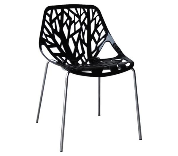 Καρέκλα Tραπεζαρίας Κουζίνας Μέταλλο Χρώμιο / Πολυπροπυλένιο Μαύρο 1