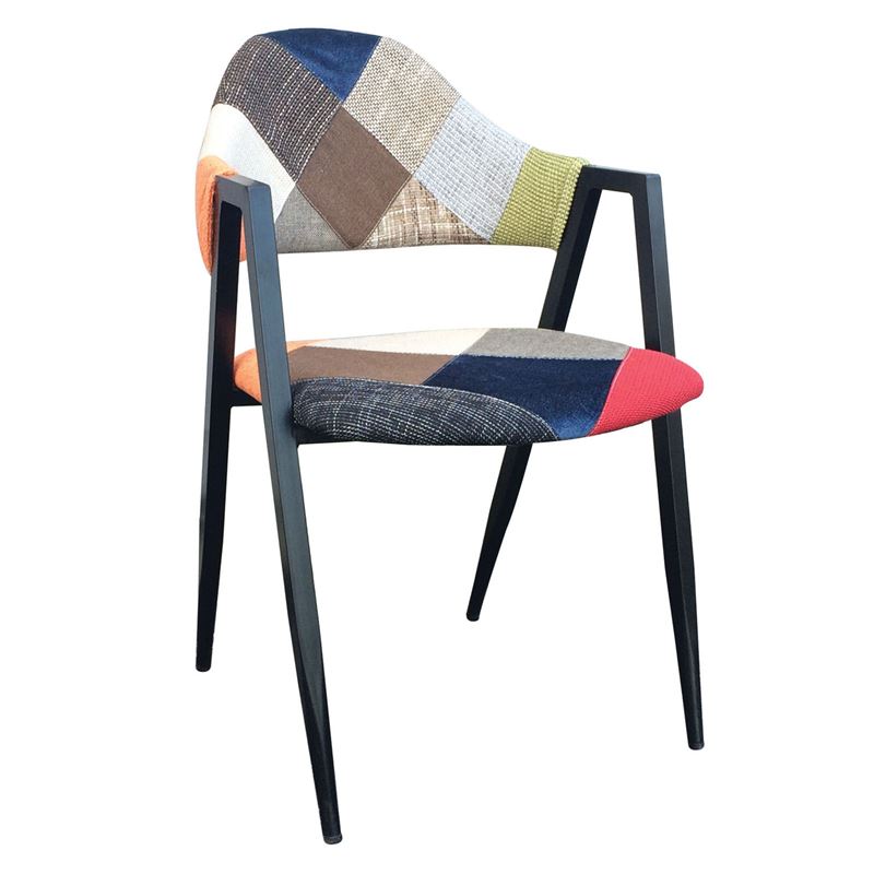 Πολυθρόνα Μέταλλο Βαφή Μαύρο - Ύφασμα Patchwork 1