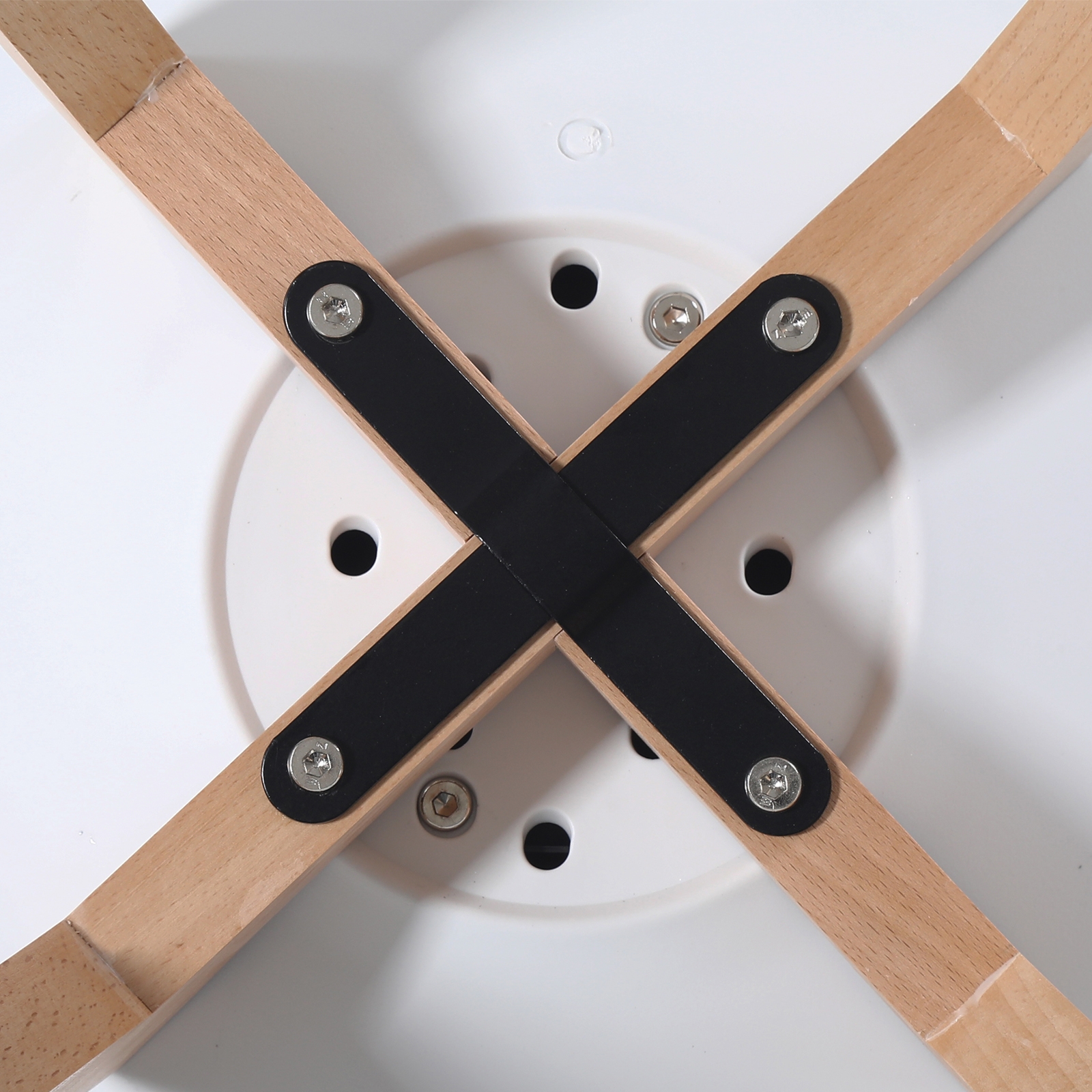 Kαρέκλα Τραπεζαρίας Κουζίνας Metal Cross Ξύλο / PP Άσπρο - Αμοντάριστη Ταπετσαρία 5