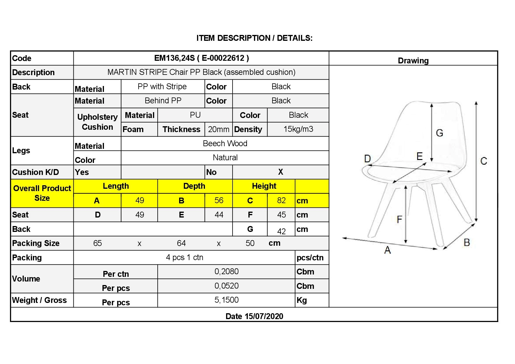 Καρέκλα Ξύλινο Πόδι / PP Μαύρο 6