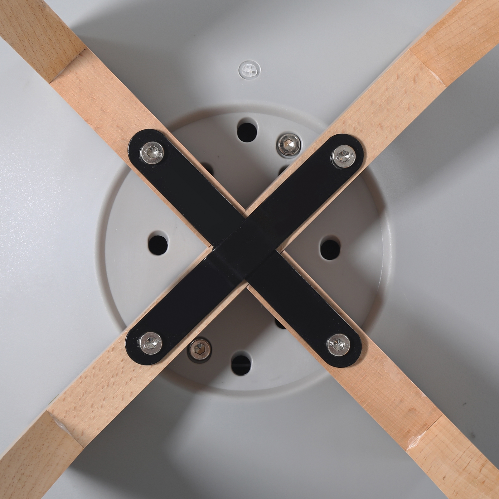 Kαρέκλα Τραπεζαρίας Κουζίνας Metal Cross Ξύλο / PP Γκρι - Αμοντάριστη Ταπετσαρία 5