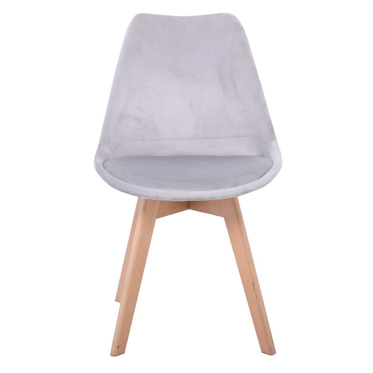 Καρέκλα Οξιά Φυσικό, Ύφασμα Velure Γκρι, Αμοντάριστη Ταπετσαρία 5