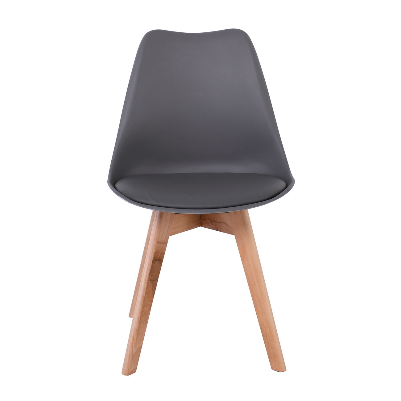 Καρέκλα Τραπεζαρίας Metal Cross Ξύλο, PP Ανθρακί, Αμοντάριστη Ταπετσαρία 5